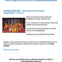 AUDITIONS for Senior Dancers - Christmas Show 2019